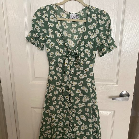 Princess Polly Green Floral Dress - Picture 1 of 3